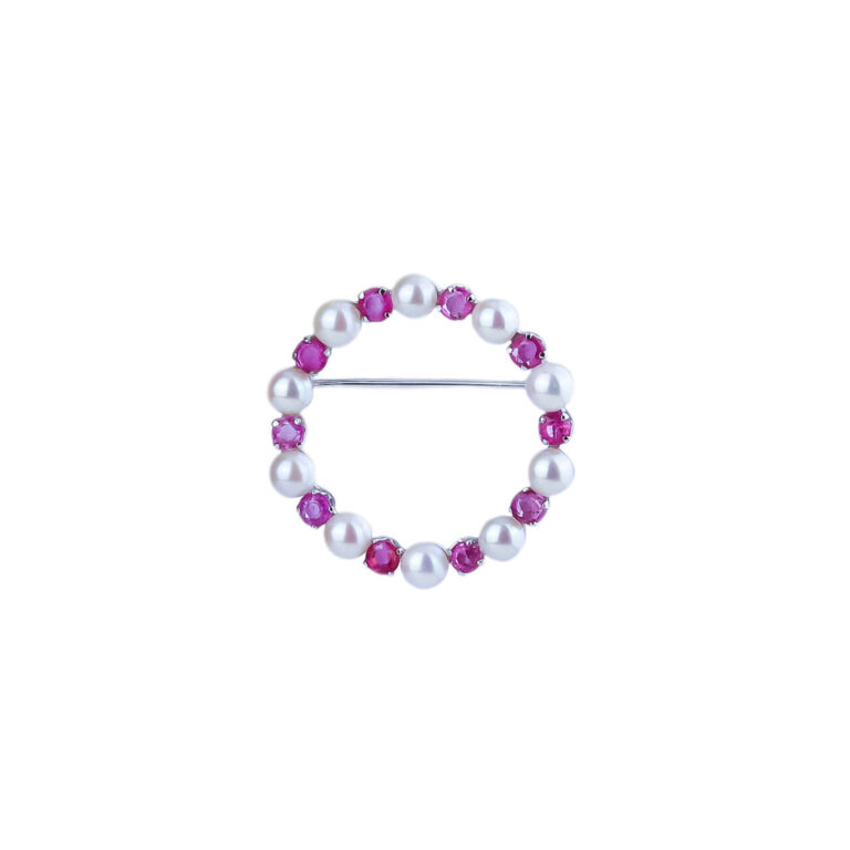 Bijoux Vintage - Broche perles rubis