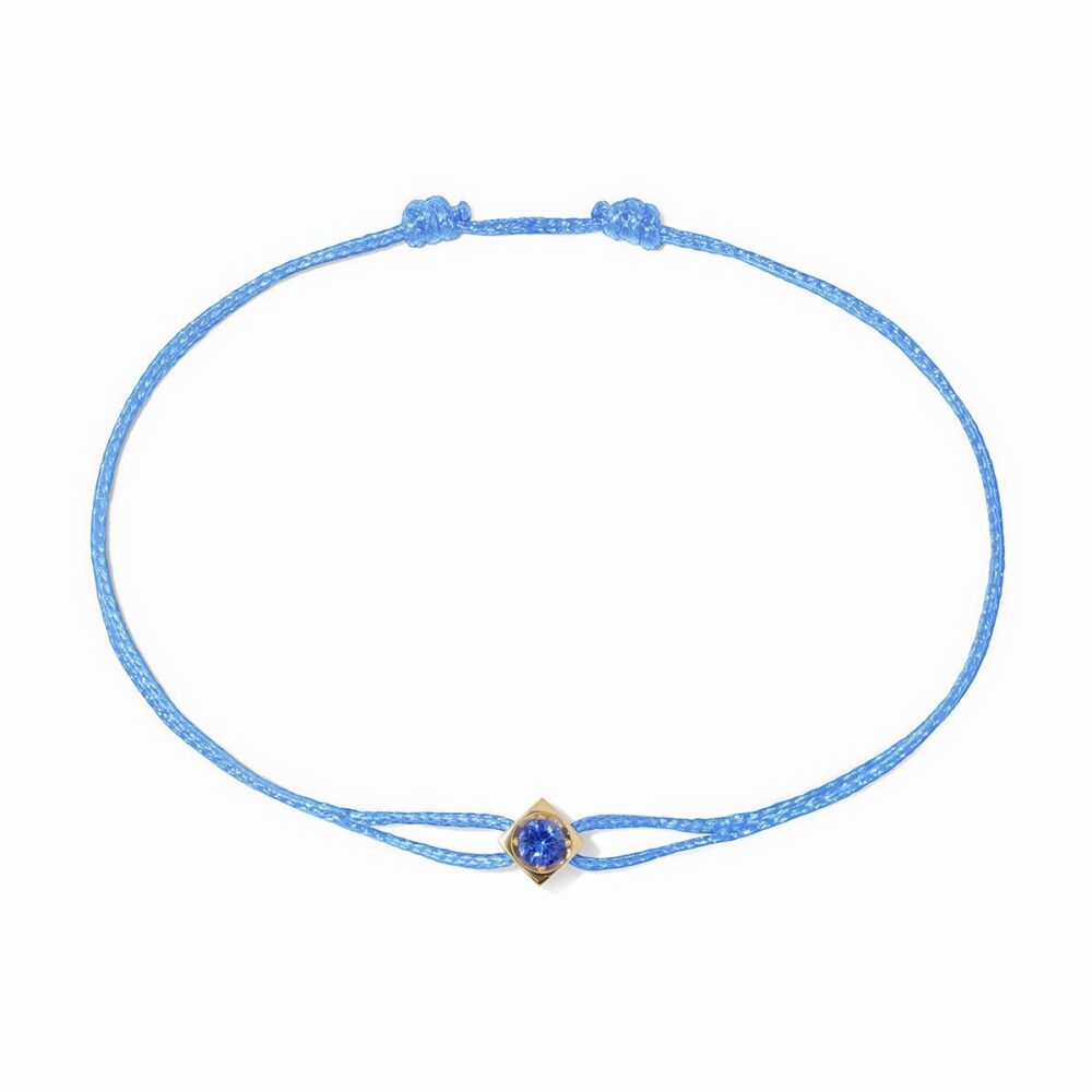 Bracelet sur cordon Le Cube or jaune et saphir bleu