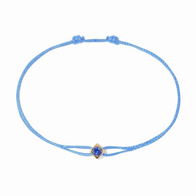 Dinh Van - Bracelet sur cordon Le Cube or jaune et saphir bleu