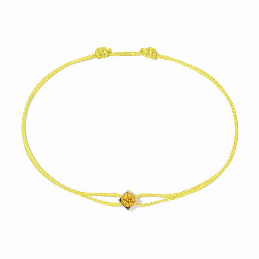 Bracelet sur cordon Le Cube or jaune et saphir jaune