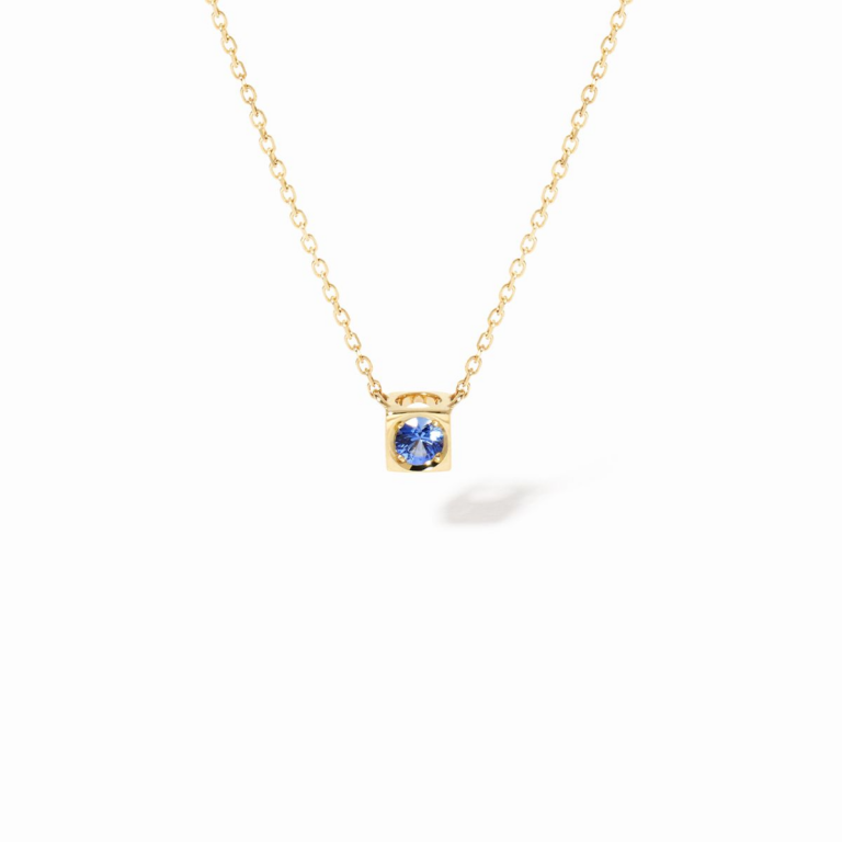 Dinh Van - Le Cube yellow gold and blue sapphire necklace