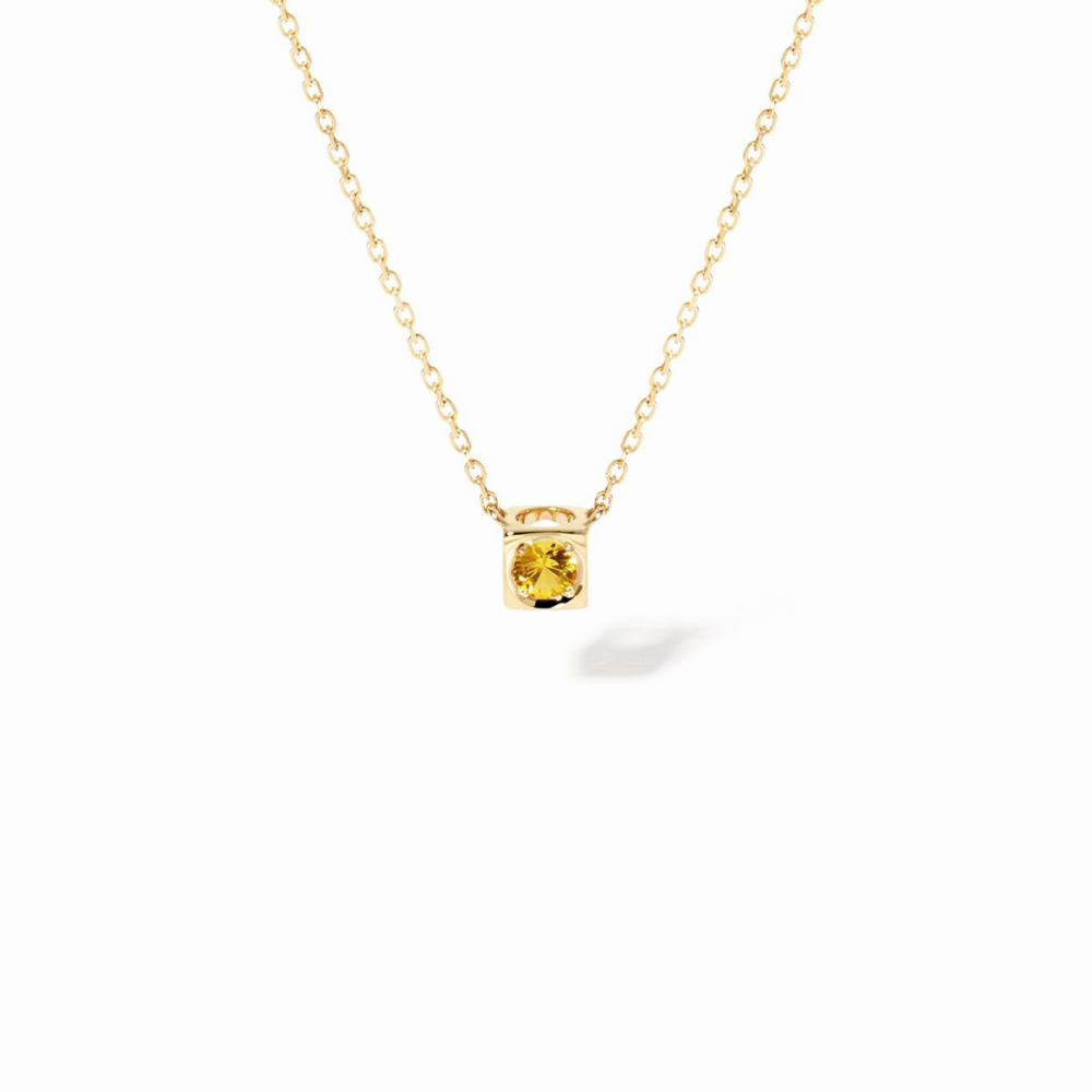 Collier Le Cube or jaune et saphir jaune