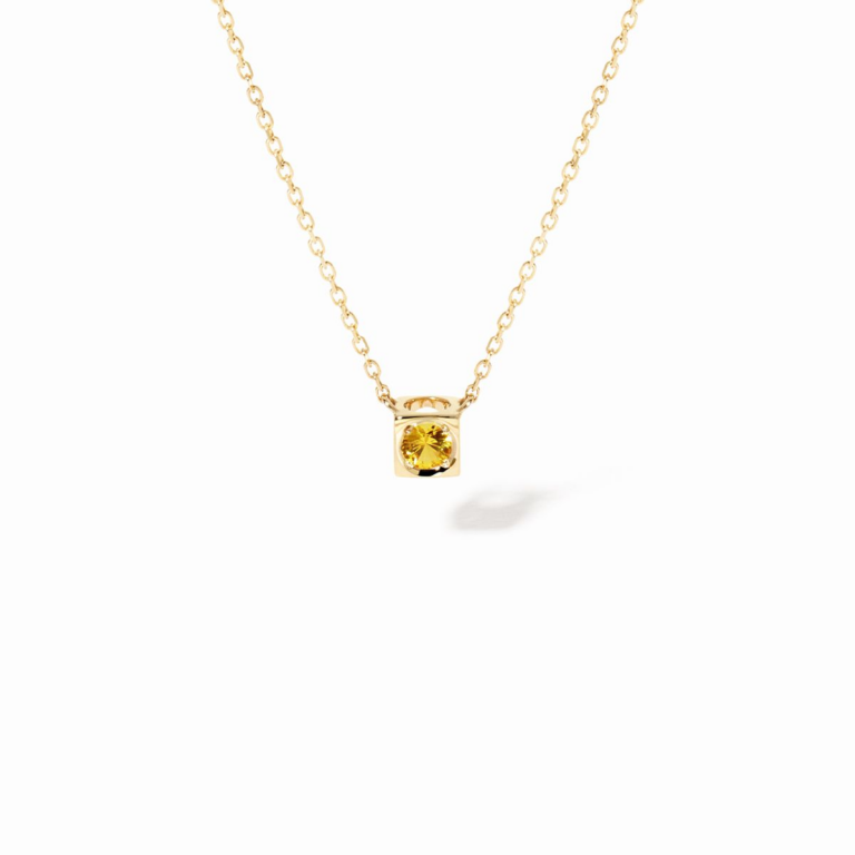 Dinh Van - Le Cube yellow gold and yellow sapphire necklace